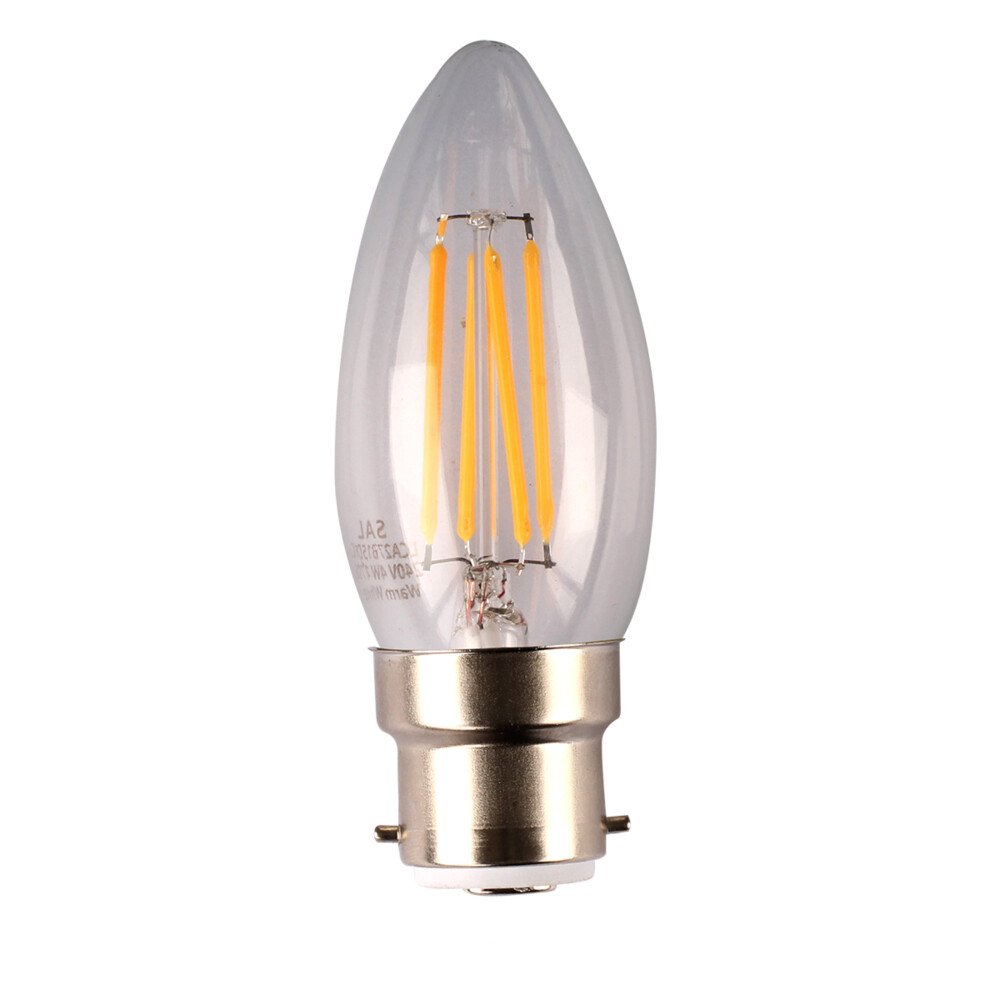Candle LED Filament Globe 240V 4W BC Clear Glass 2700K