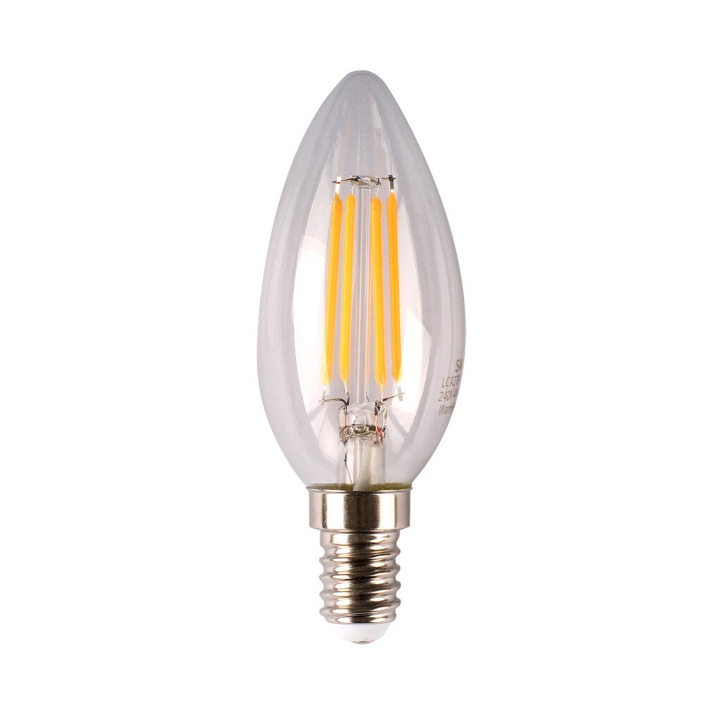 Candle LED Filament Globe 240V 4W SES Clear Glass 5000K