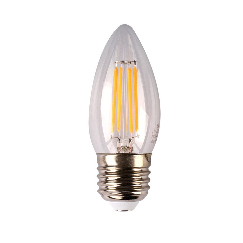 Candle LED Filament Globe 240V 4W ES Clear Glass 2700K