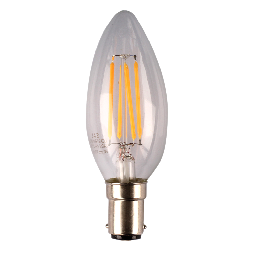 Candle LED Filament Globe 240V 4W SBC Clear Glass 5000K