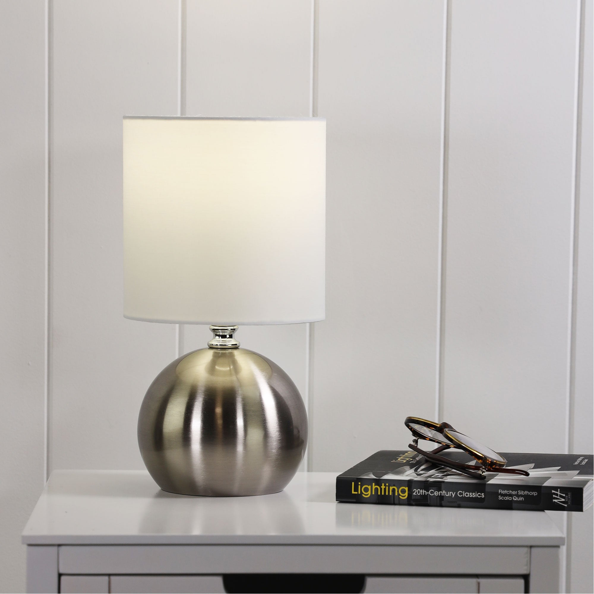 LOTTI BRUSHED CHROME - ON / OFF Touch Lamp Brushed Chrome Finish