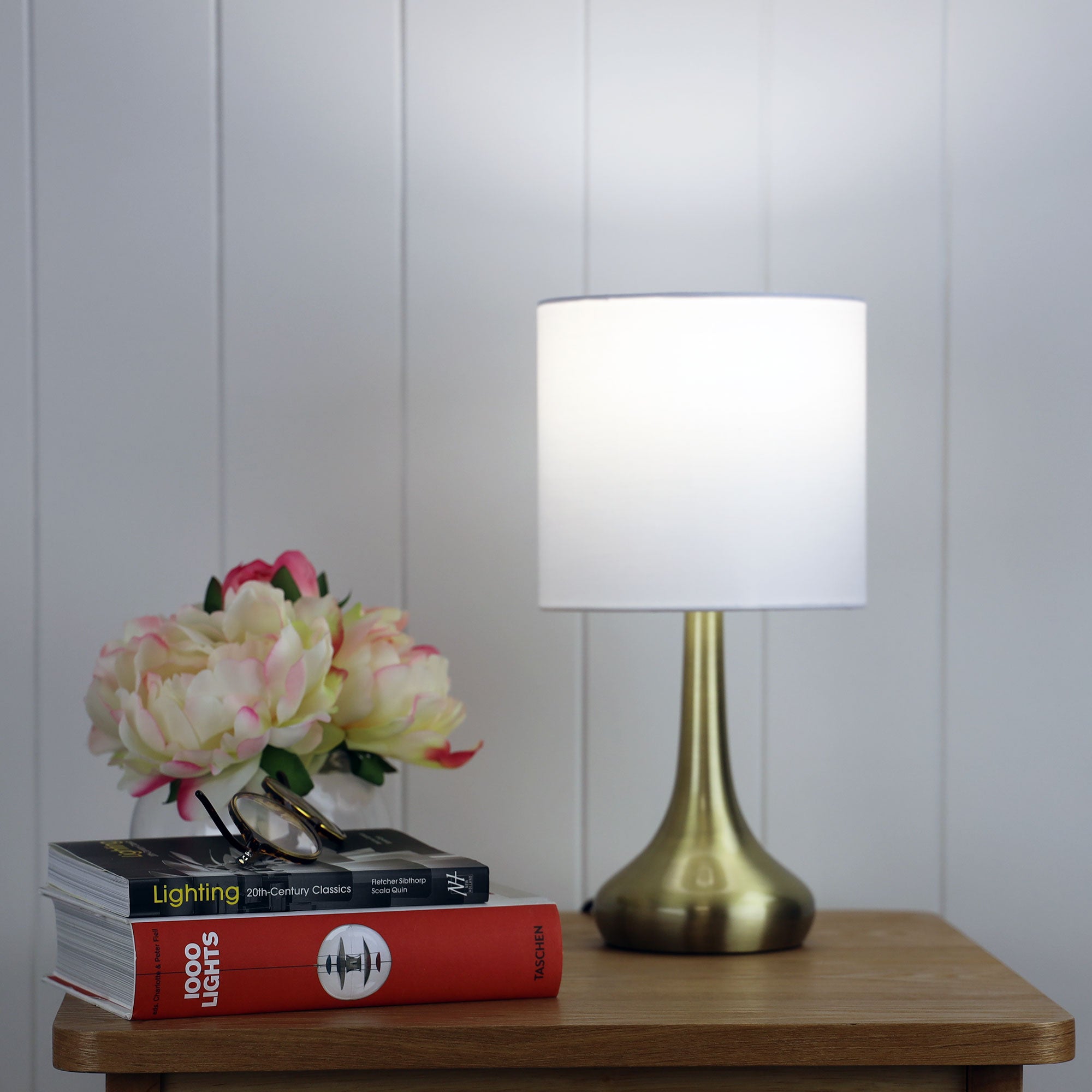 LOLA ANTIQUE BRASS - ON / OFF Touch Lamp in Antique Brass Finish – LED ...