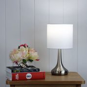 LOLA BRUSHED CHROME - ON / OFF Touch Lamp Brushed Chrome Finish