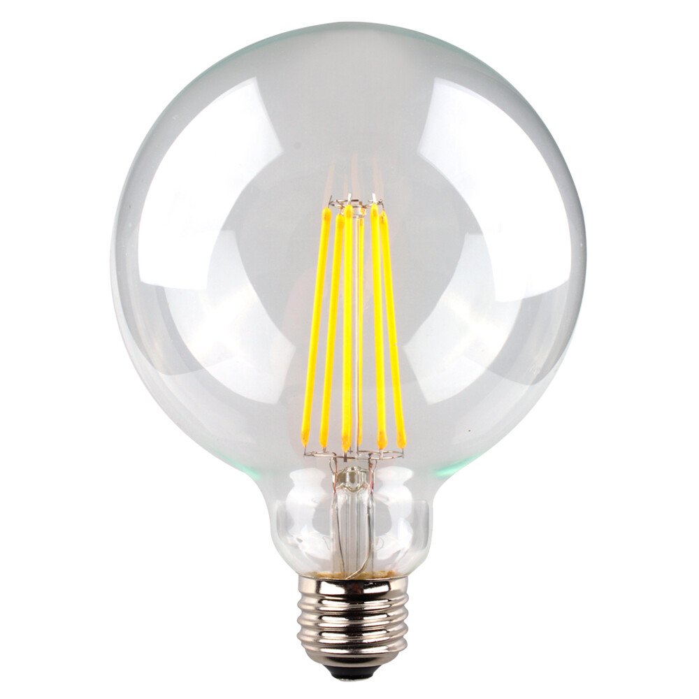 LG125 LED Filament Globe 240V 8W ES Clear Glass 5000K