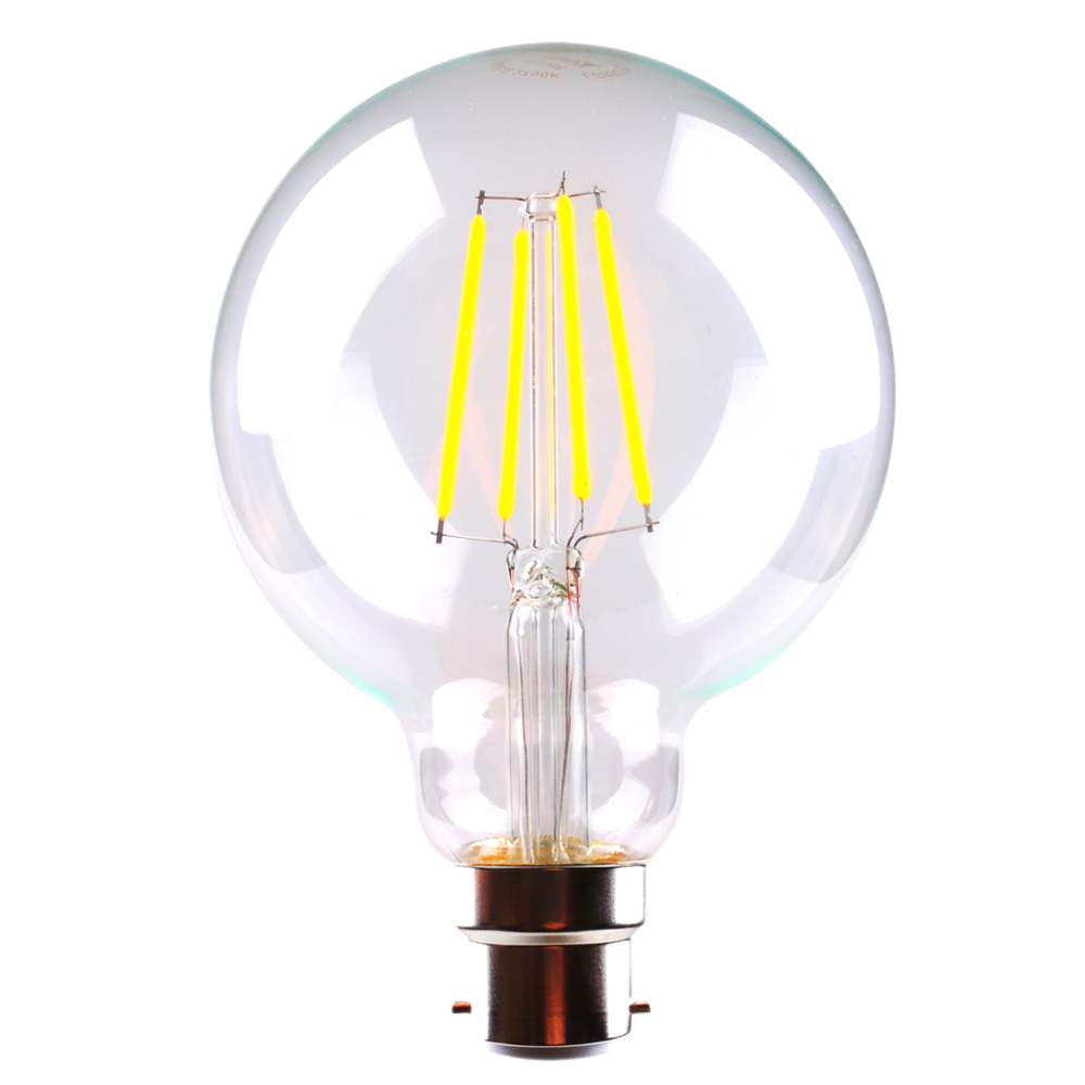 LG95 LED Filament Globe 240V 6W BC Clear Glass 2700K