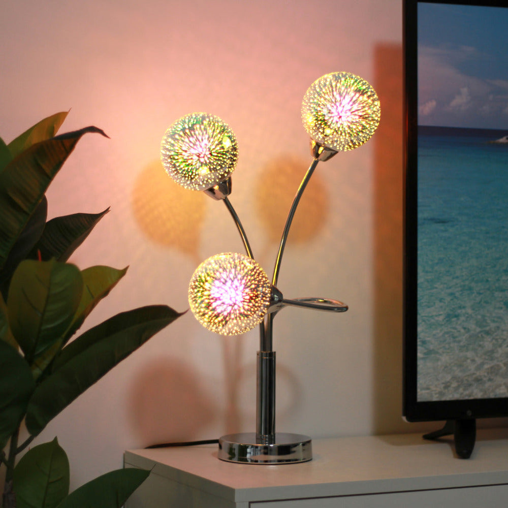 Candice 3 Light Table Lamp Chrome