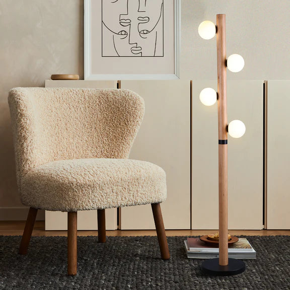 Evie Floor Lamp Matt Black & Opal
