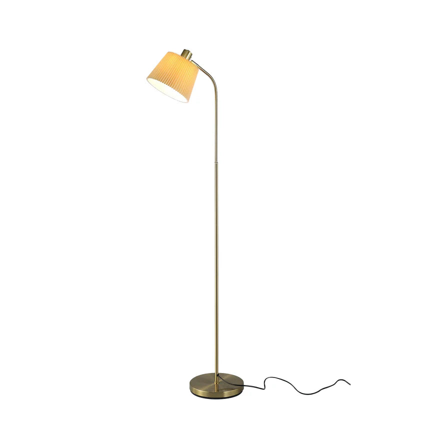 Ruston Floor Lamp Brass & Khaki