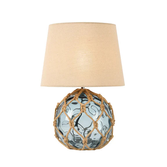 Jessamy Table Lamp Blue Glass & Natural