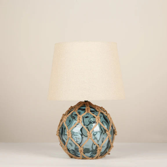 Jessamy Table Lamp Blue Glass & Natural