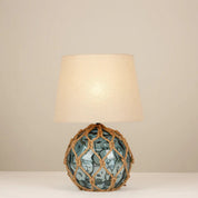 Jessamy Table Lamp Blue Glass & Natural