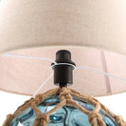 Jessamy Table Lamp Blue Glass & Natural