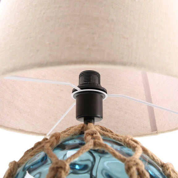 Jessamy Table Lamp Blue Glass & Natural