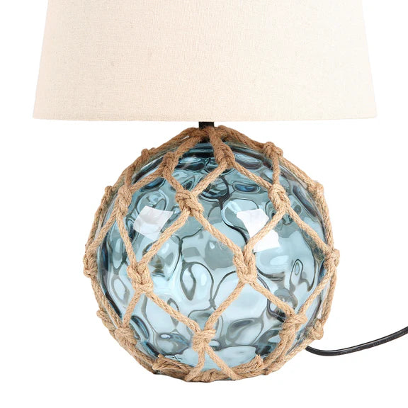 Jessamy Table Lamp Blue Glass & Natural