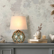 Jessamy Table Lamp Green Glass & Natural