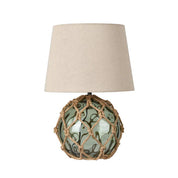Jessamy Table Lamp Green Glass & Natural