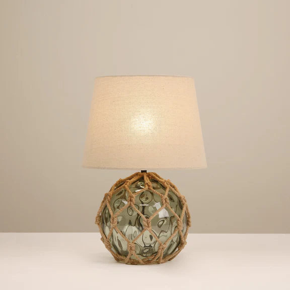 Jessamy Table Lamp Green Glass & Natural