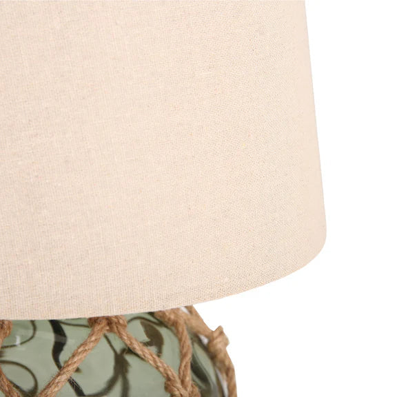 Jessamy Table Lamp Green Glass & Natural