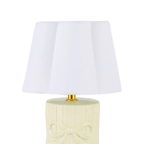 Miri Ribbon Bow Table Lamp Creamy Green & White