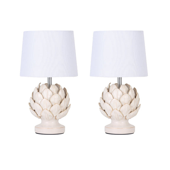 Tasha Artichoke Set of 2 Table Lamp White & Natural