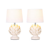 Tasha Artichoke Set of 2 Table Lamp White & Natural