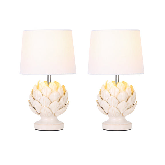 Tasha Artichoke Set of 2 Table Lamp White & Natural