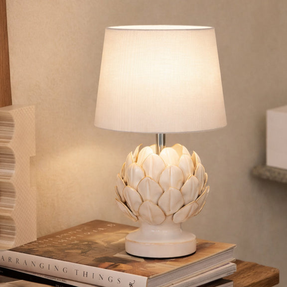 Tasha Artichoke Set of 2 Table Lamp White & Natural