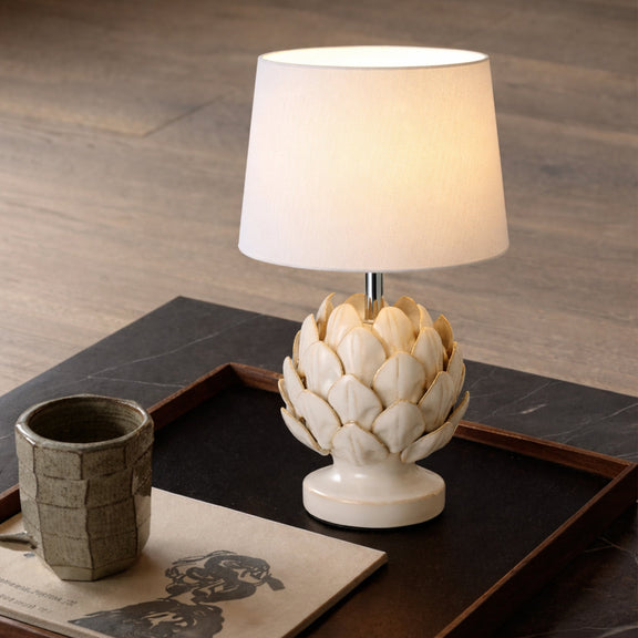 Tasha Artichoke Set of 2 Table Lamp White & Natural