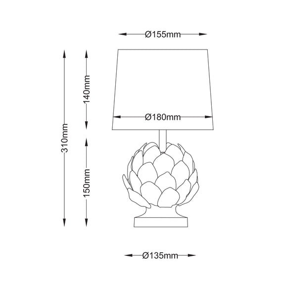 Tasha Artichoke Set of 2 Table Lamp White & Natural
