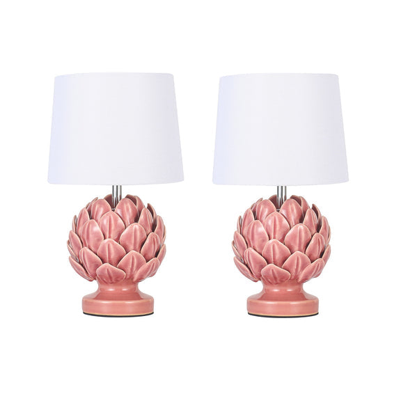 Tasha Artichoke Set of 2 Table Lamp Ivory & Natural
