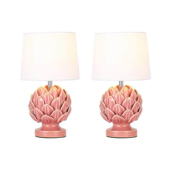 Tasha Artichoke Set of 2 Table Lamp Ivory & Natural