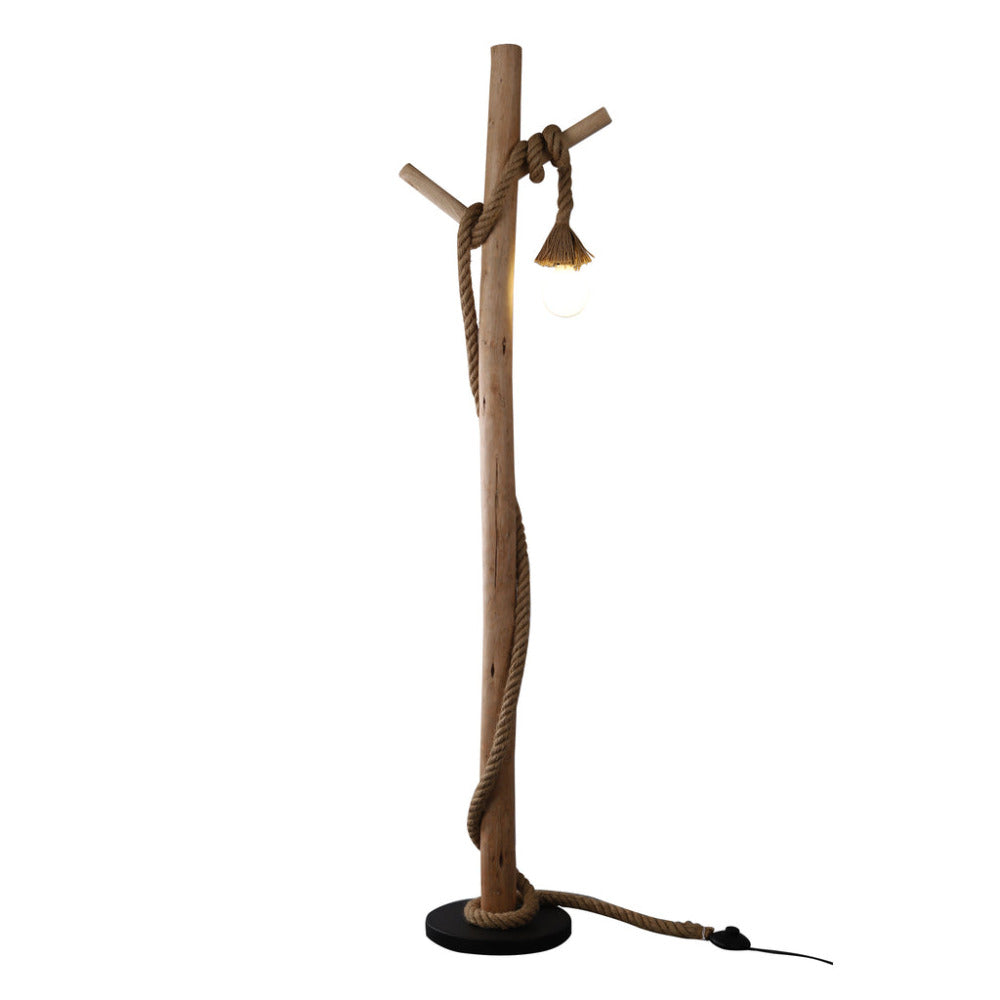 Lea 1 Light Floor Lamp Black & Natural