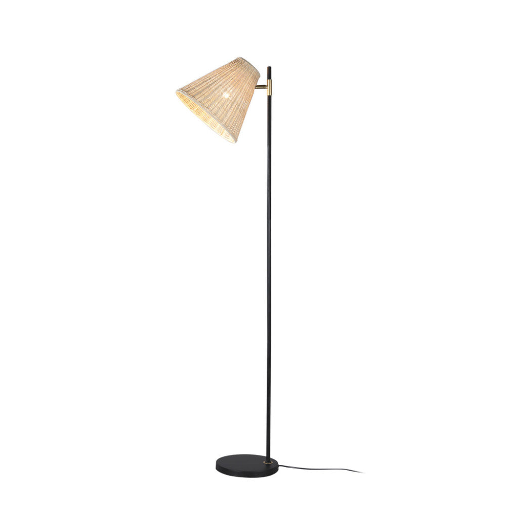 Yvette Rattan 1 Light Floor Lamp Black & Natural Rattan