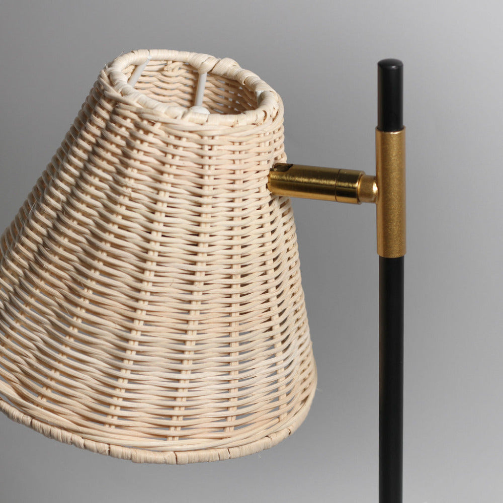 Yvette Rattan 1 Light Floor Lamp Black & Natural Rattan