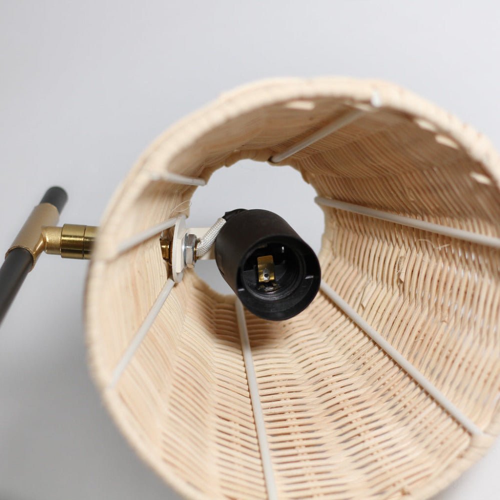 Yvette Rattan 1 Light Floor Lamp Black & Natural Rattan