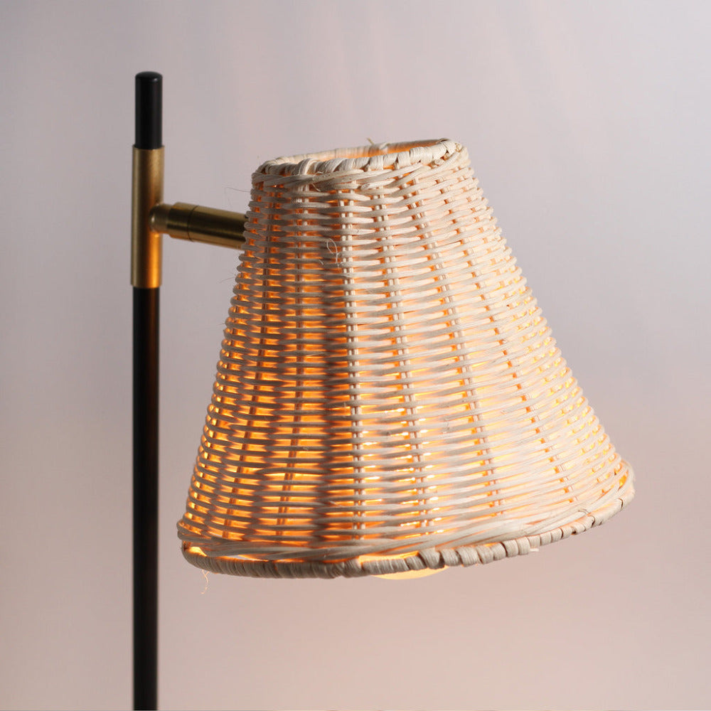 Yvette Rattan 1 Light Floor Lamp Black & Natural Rattan