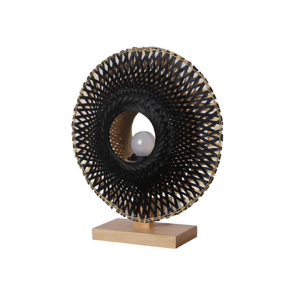 Yvonne 1 Light Table Lamp Black & Natural