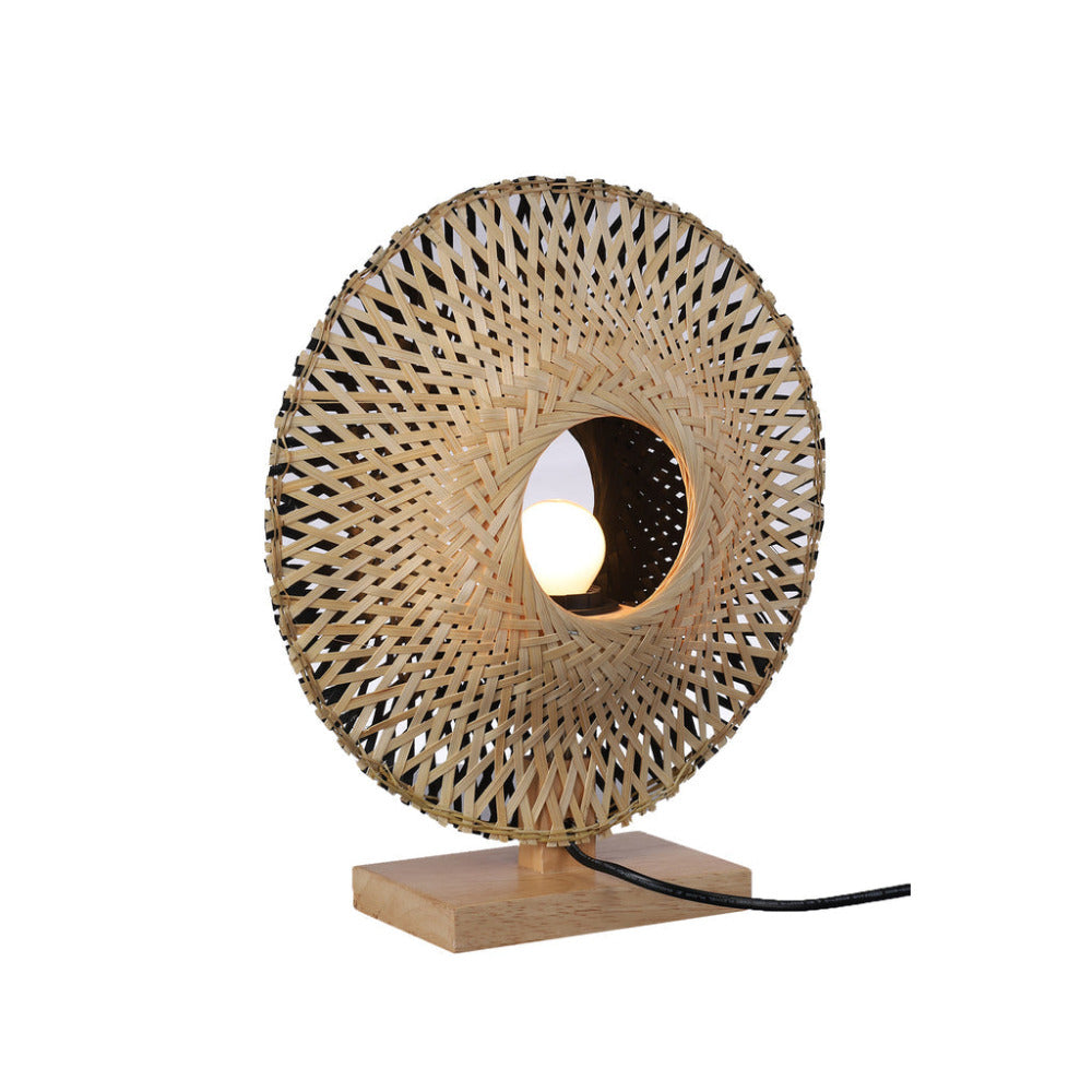 Yvonne 1 Light Table Lamp Black & Natural