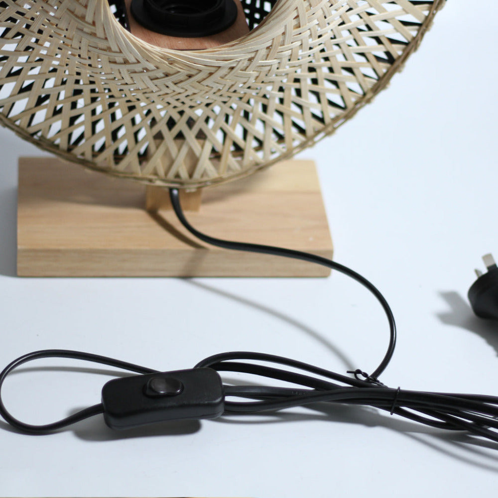 Yvonne 1 Light Table Lamp Black & Natural