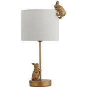 Two Rabbits Table Lamp Gold Iron / White Fabric