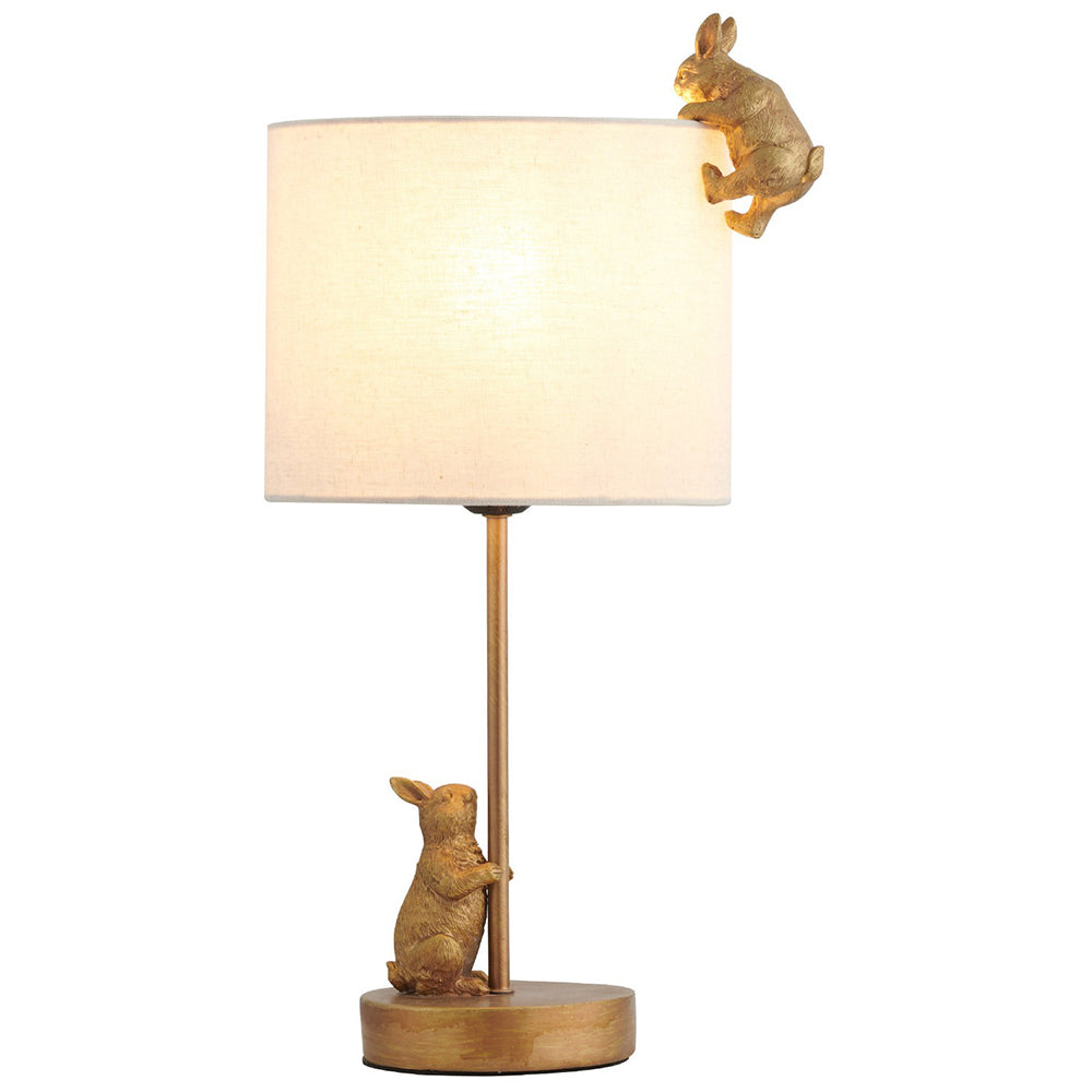Two Rabbits Table Lamp Gold Iron / White Fabric