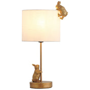 Two Rabbits Table Lamp Gold Iron / White Fabric