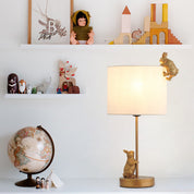 Two Rabbits Table Lamp Gold Iron / White Fabric