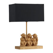 Three Wise Table Lamp Gold Iron / Black Fabric