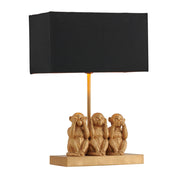 Three Wise Table Lamp Gold Iron / Black Fabric