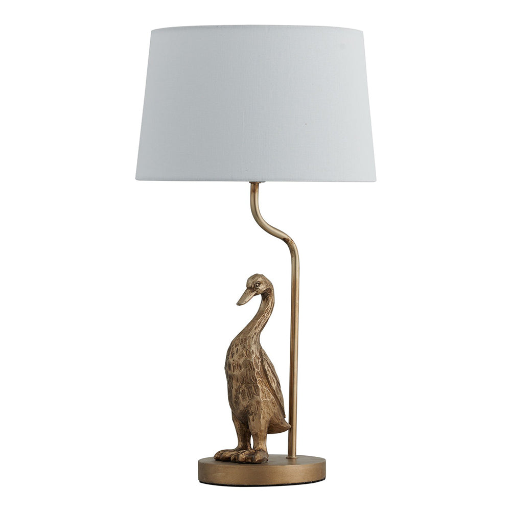Duck Table Lamp Pewter Iron / Creem Fabric