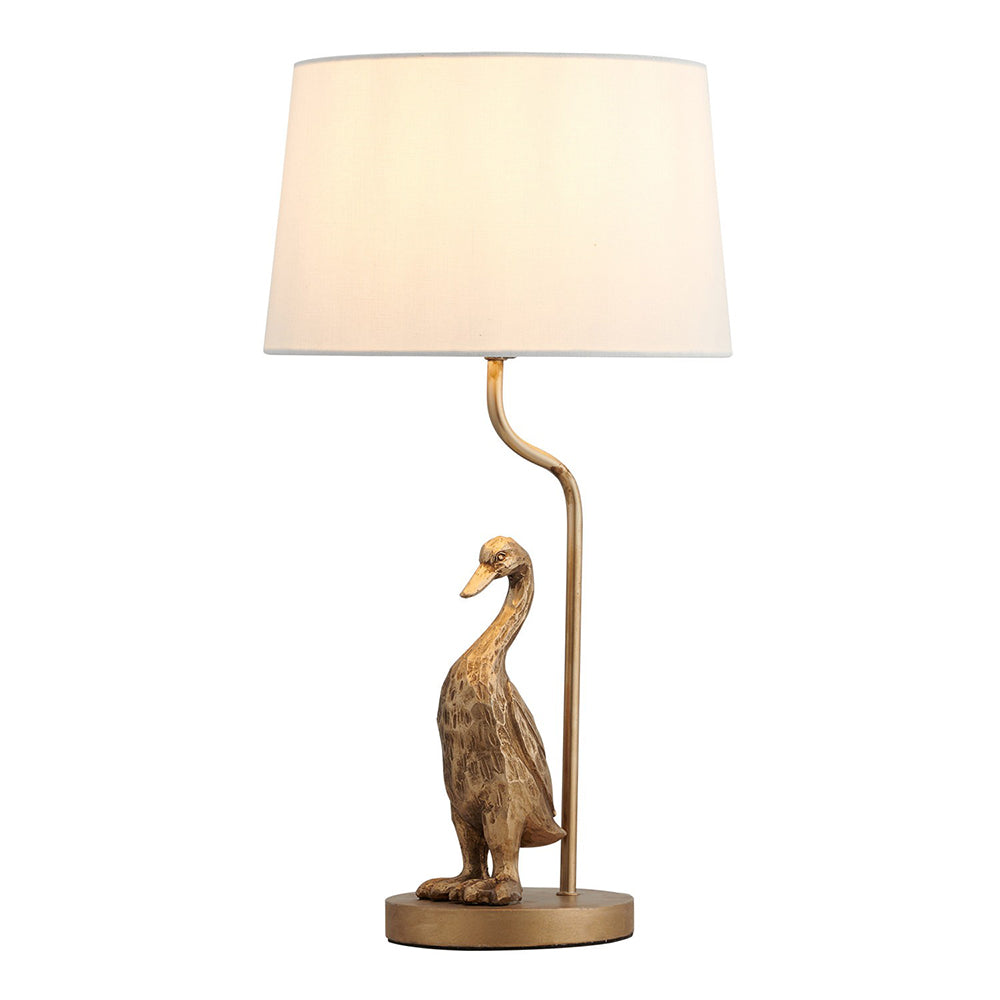 Duck Table Lamp Pewter Iron / Creem Fabric