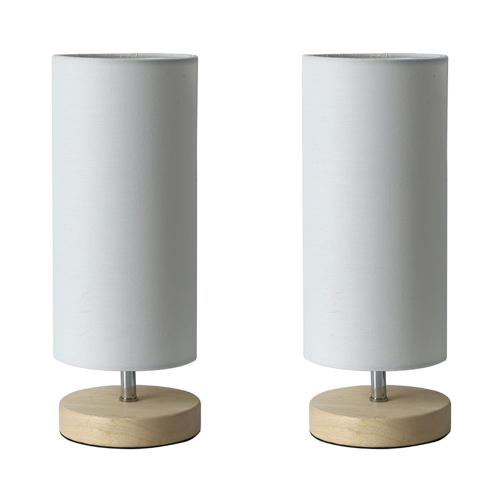 Mano Round Set of 2 Table Lamp White Fabric
