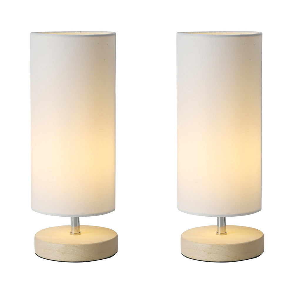 Mano Round Set of 2 Table Lamp White Fabric
