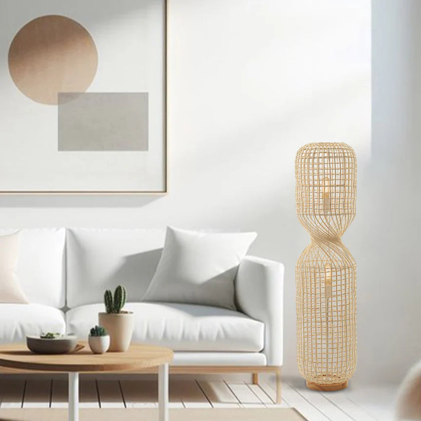 Twirla Large Floor Lamp White & Natural